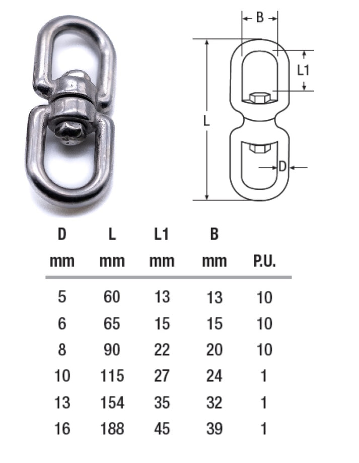 Stainless steel swivel eye shackle mooring 316 A4 marine grade boat ch ...