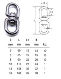 Stainless steel swivel eye shackle mooring 316 A4 marine grade