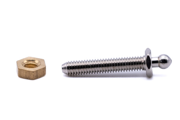 Tenax fastener machine threaded 24mm long stud and nut 2BA thread Made in England