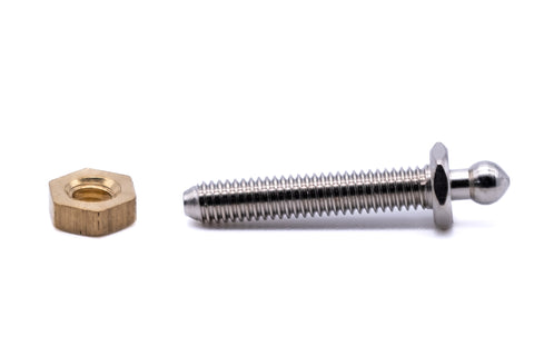 Tenax fastener machine threaded 24mm long stud and nut 2BA thread Made in England