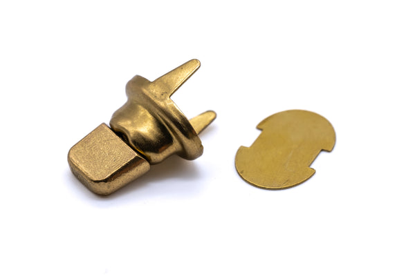 Solid brass gilt finish turnbutton fastener cloth to cloth clinch and washer