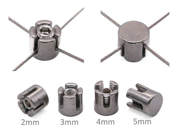 Stainless steel wire rope cross clamps / grips 316 A4 marine grade