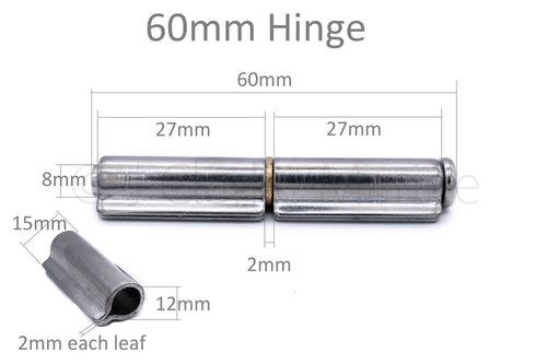 60mm 2 leaf weld on hinge for gates pin stainless steel brash washer