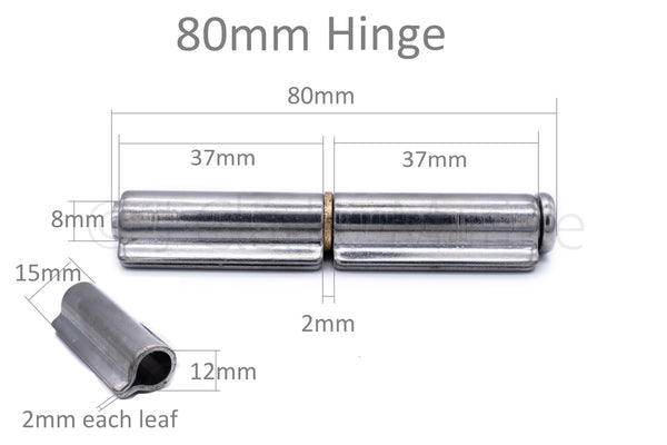80mm 2 leaf weld on hinge for gates pin stainless steel brash washer