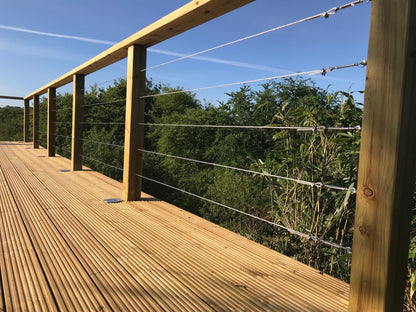 Wire balustrade stainless steel wire clamp decking patio area