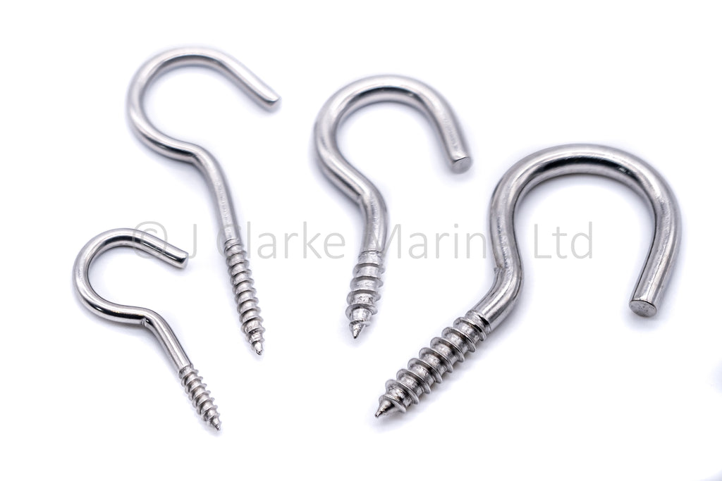 Woodscrew cup hook - Marine grade stainless steel 316 A4