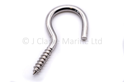 Woodscrew cup hook - Marine grade stainless steel 316 A4