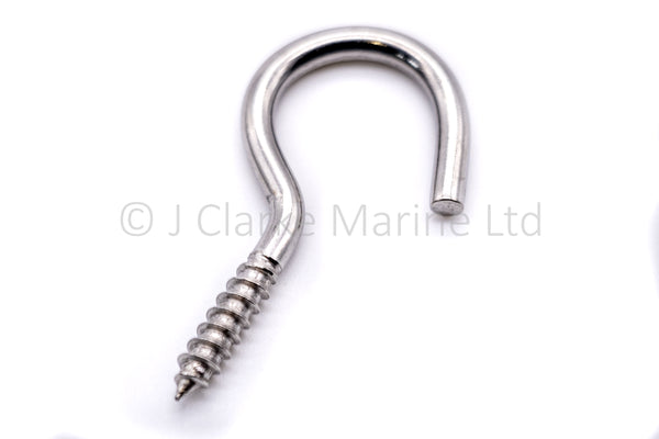 Woodscrew cup hook - Marine grade stainless steel 316 A4