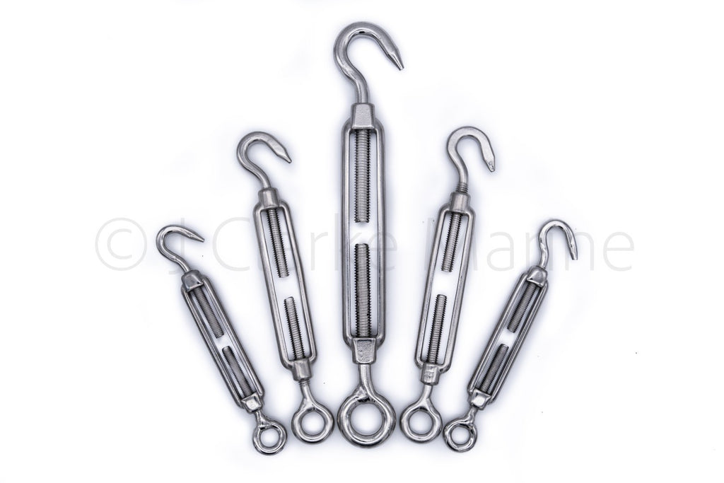 Stainless steel turnbuckle rigging screw hook to eye 316 A4 marine