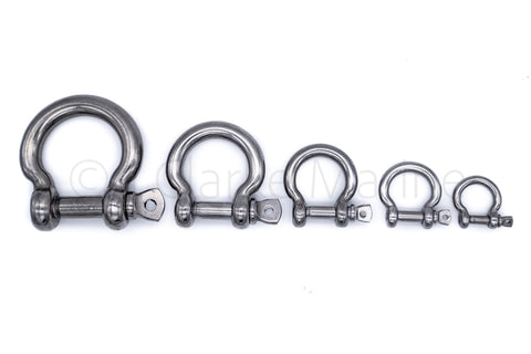 Marine grade stainless steel bow shackle 316 A4 M4, M5, M6, M8, M10