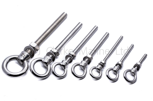 eye bolt longshank stainless steel marine grade 316 a4 mm6 m8 m10 m120 40mm 60mm 80mm 100mm 120mm