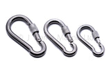 Carbine carabiner snap hook with lock nut stainless steel 316 a4 marine grade