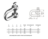 Shackle - Straight Dee / D Shackle made from 316 A4 marine grade stainless steel