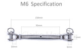 316 A4 marine grade stainless steel closed body turnbuckle rigging screws M5 M6 M8 5mm 6mm 8mm