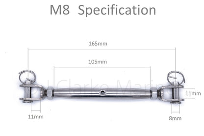 316 A4 marine grade stainless steel closed body turnbuckle rigging screws M5 M6 M8 5mm 6mm 8mm