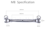 316 A4 marine grade stainless steel closed body turnbuckle rigging screws M5 M6 M8 5mm 6mm 8mm