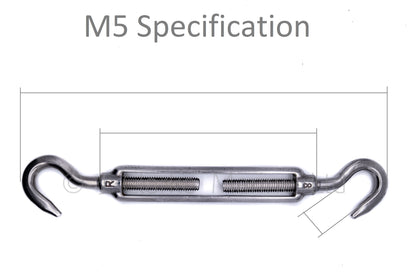 Stainless steel turnbuckle rigging screw hook to hook 316 A4 marine grade