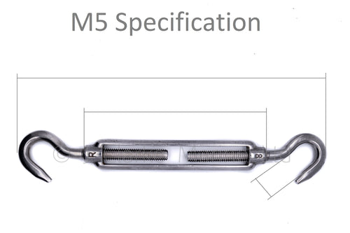 Stainless steel turnbuckle rigging screw hook to hook 316 A4 marine grade