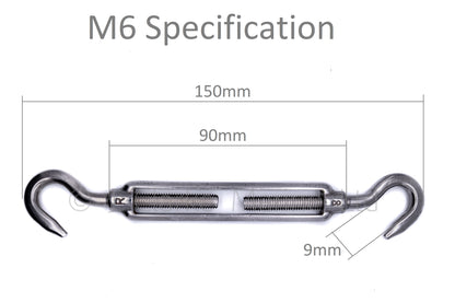 Stainless steel turnbuckle rigging screw hook to hook 316 A4 marine grade