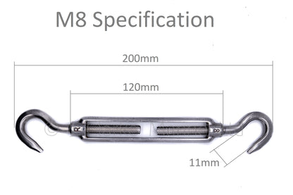 Stainless steel turnbuckle rigging screw hook to hook 316 A4 marine grade