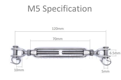 316 A4 marine grade stainless steel turnbuckle rigging screws M5 M6 M8 5mm 6mm 8mm