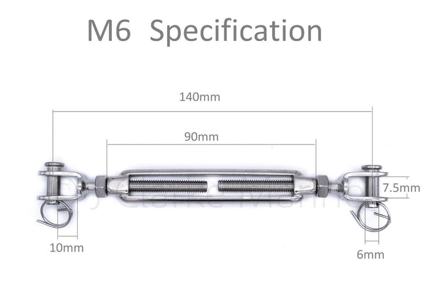 316 A4 marine grade stainless steel turnbuckle rigging screws M5 M6 M8 5mm 6mm 8mm