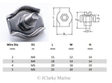stainless steel wire rope simplex clamp grip 316 a4 marine grade